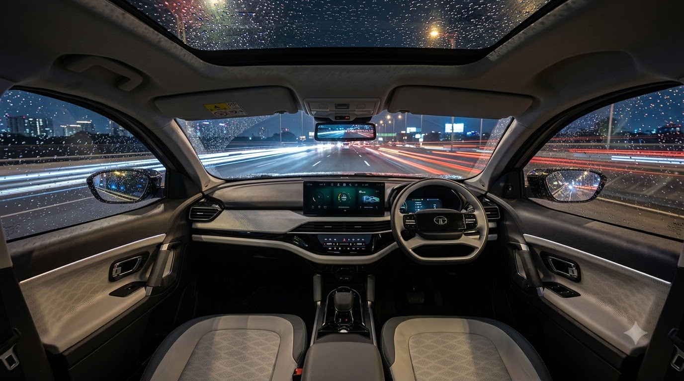 Tata Curvv luxury dashboard cockpit interior rendering
